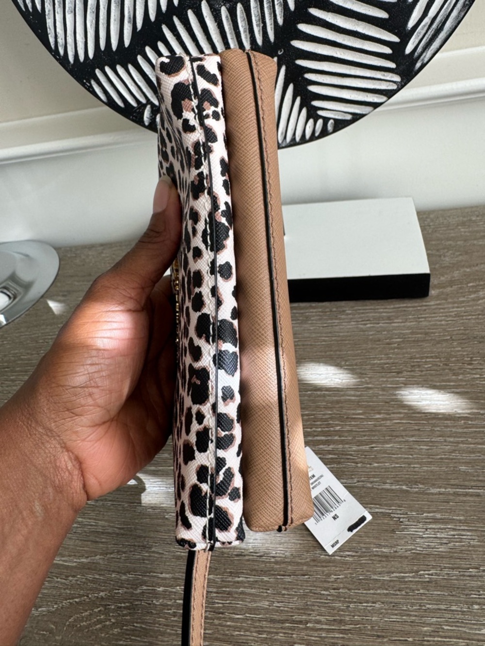 Michael Kors Leopard Print Wristlet Clutch in Pink, Black & Brown - Picture 5 of 8